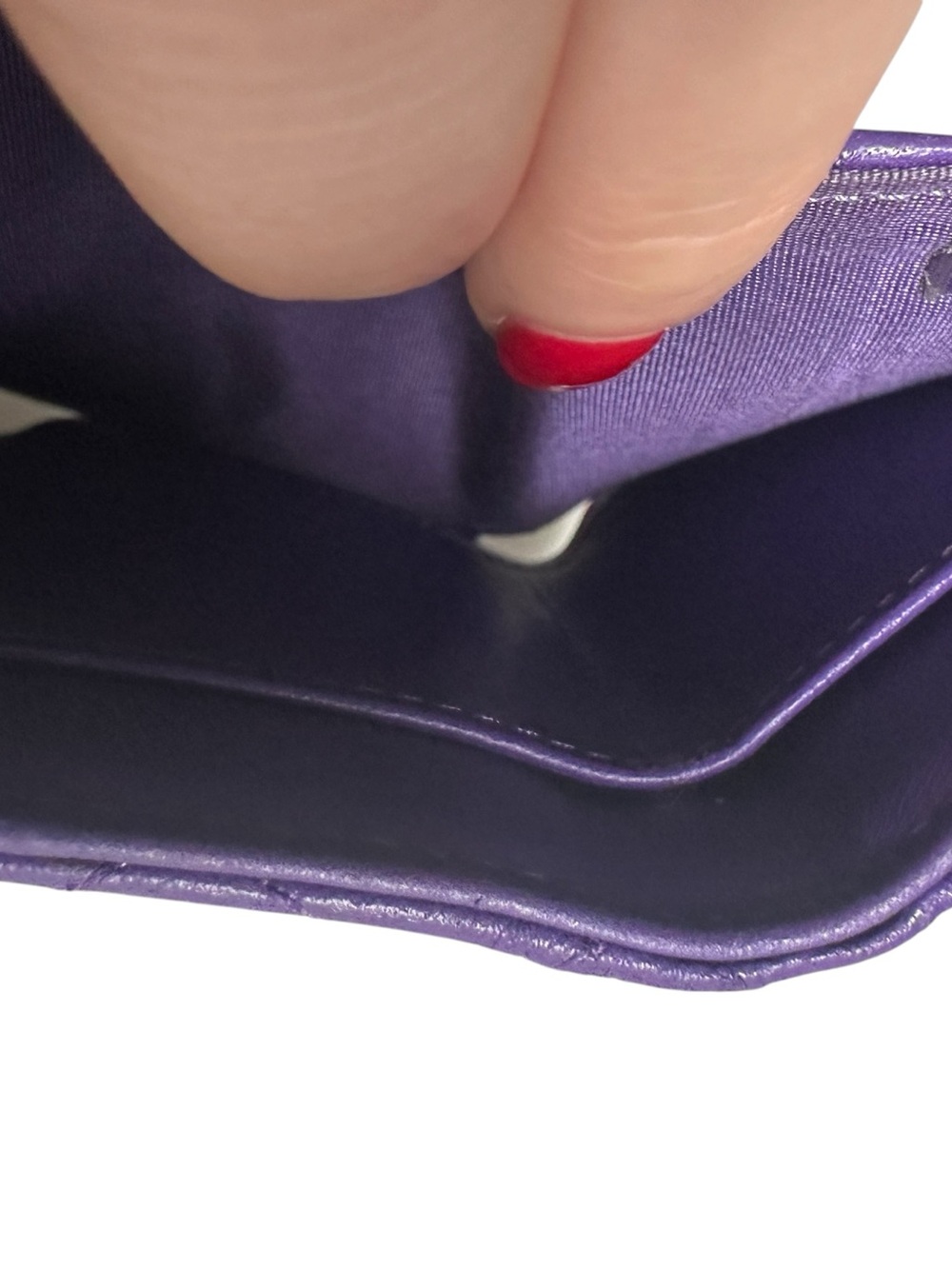 CHANEL Boy Purple Lambskin Quilted Flap Wallet Card Holder Full Set - Picture 15 of 16